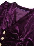 [Pre-Sale] Purple 1940s Solid Velvet Buttons Dress