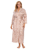 [Plus Size] 1930s Leopard Wrap Lace-Up Pajama Robe