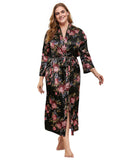 [Plus Size] Black 1930s V-Neck Floral Pajama Jacket