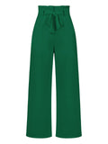 1950s Solid Hight Waist Wideleg Pants
