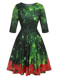 Green 1950s Christmas Half Sleeve Dress