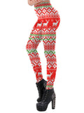 Red 1960s Christmas Elk Plaid Leggings