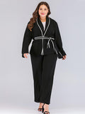 [Plus Size] Black 1940s V-Neck Flared Sleeves Wrap Jacket