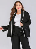 [Plus Size] Black 1940s V-Neck Flared Sleeves Wrap Jacket