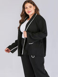 [Plus Size] Black 1940s V-Neck Flared Sleeves Wrap Jacket