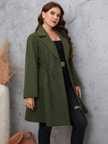 [Plus Size] Army Green 1950s Solid Lapel Coat