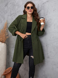 [Plus Size] Army Green 1950s Solid Lapel Coat