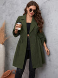 [Plus Size] Army Green 1950s Solid Lapel Coat