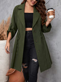 [Plus Size] Army Green 1950s Solid Lapel Coat