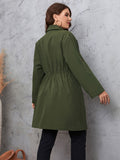 [Plus Size] Army Green 1950s Solid Lapel Coat