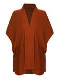 Brown 1950s Bat Sleeve Knitted Solid Cardigan
