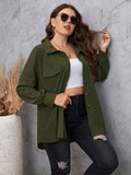 [Plus Size] Army Green 1940s Solid Lantern Sleeve Coat