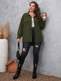 [Plus Size] Army Green 1940s Solid Lantern Sleeve Coat