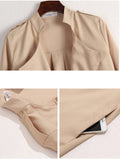 [Plus Size] Beige 1940s Lapel Cardigan Long Sleeve Trench Coat
