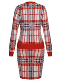 2PCS Red 1960s Christmas Plaids Knitted Cardigan & Skirt
