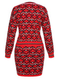 Red 1960s Christmas Woolen Jacquard Dress