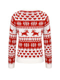 Red&White 1940s Christmas Elk Pullover Sweater