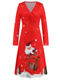 1950s Christmas V-Neck Lone Sleeved Dress