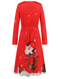 1950s Christmas V-Neck Lone Sleeved Dress