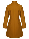 Midium Yellow 1940s Lapel Solid Wool Coat