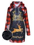 Black & Red 1940s Christmas Plaids Elk Hoodie