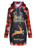 Black & Red 1940s Christmas Plaids Elk Hoodie