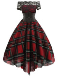 [Pre-Sale] Red 1950s Christmas Plaid Girdle Dress