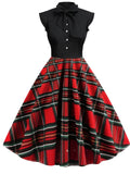 [Pre-Sale] 1950s Christmas Bow Tie Plaid Patchwork Dress
