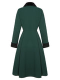 [Pre-Sale] Green 1940s Furry Lapel Button Patchwork Coat