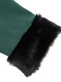 [Pre-Sale] Green 1940s Furry Lapel Button Patchwork Coat