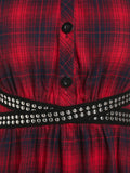 1930s Scottish Plaid Lapel Belt Blouse