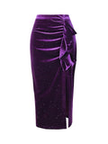 Deep Purple 1960s Glitter Slit Velvet Skirt