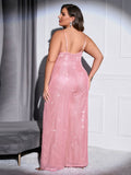 [Plus Size] 1930s Strapless Backless Solid Sequined Jumpsuit