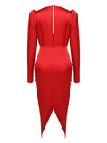 Red 1960s V-Neck Pleated Formal Dress