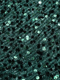 Green 1960s Christmas Sequin V-Neck Pencil Dress