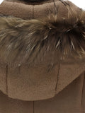 Brown 1940s Hooded Detachable Fur Collar Shawl Coat