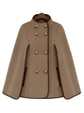 Brown 1940s Hooded Detachable Fur Collar Shawl Coat