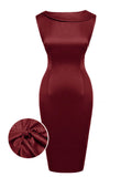 [Pre-Sale] Wine Red 1960s Back Bowknot Pencil Dress