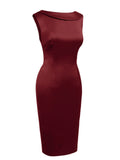 [Pre-Sale] Wine Red 1960s Back Bowknot Pencil Dress