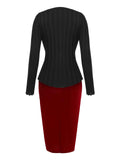2PCS 1960s Christmas Solid Cardigan & Strap Velvet Dress