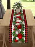 Vintage Christmas Printed Linen Tablecloth
