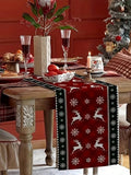 Vintage Christmas Printed Linen Tablecloth