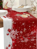 Vintage Christmas Printed Linen Tablecloth