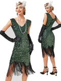 1920s V-Neck Sequined Tassel Gatsby Dress