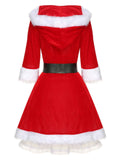 Christmas Hooded Santa Claus Raw Hem Belt Dress