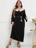 [Plus Size] 1940s Lace Patchwork Solid Dress