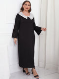 [Plus Size] 1940s Lace Patchwork Solid Dress