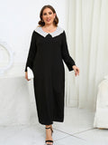 [Plus Size] 1940s Lace Patchwork Solid Dress