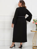 [Plus Size] 1940s Lace Patchwork Solid Dress