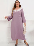 [Plus Size] 1940s Lace Patchwork Solid Dress